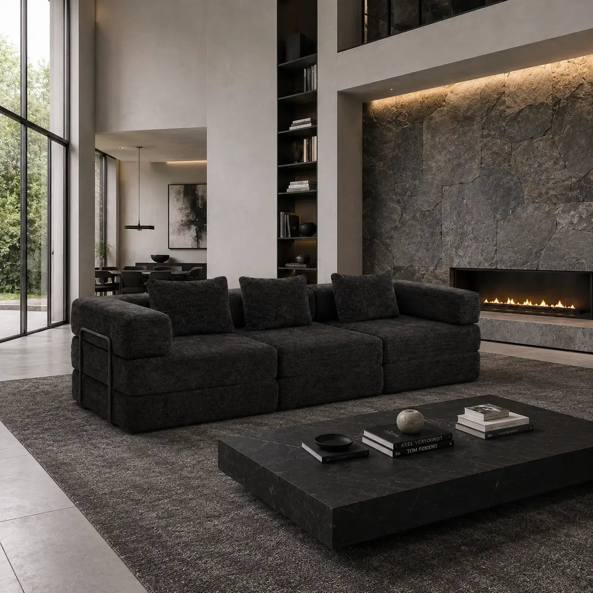 Collection Kovena Trio, canapé-lit modulable trois places en tissu chenille