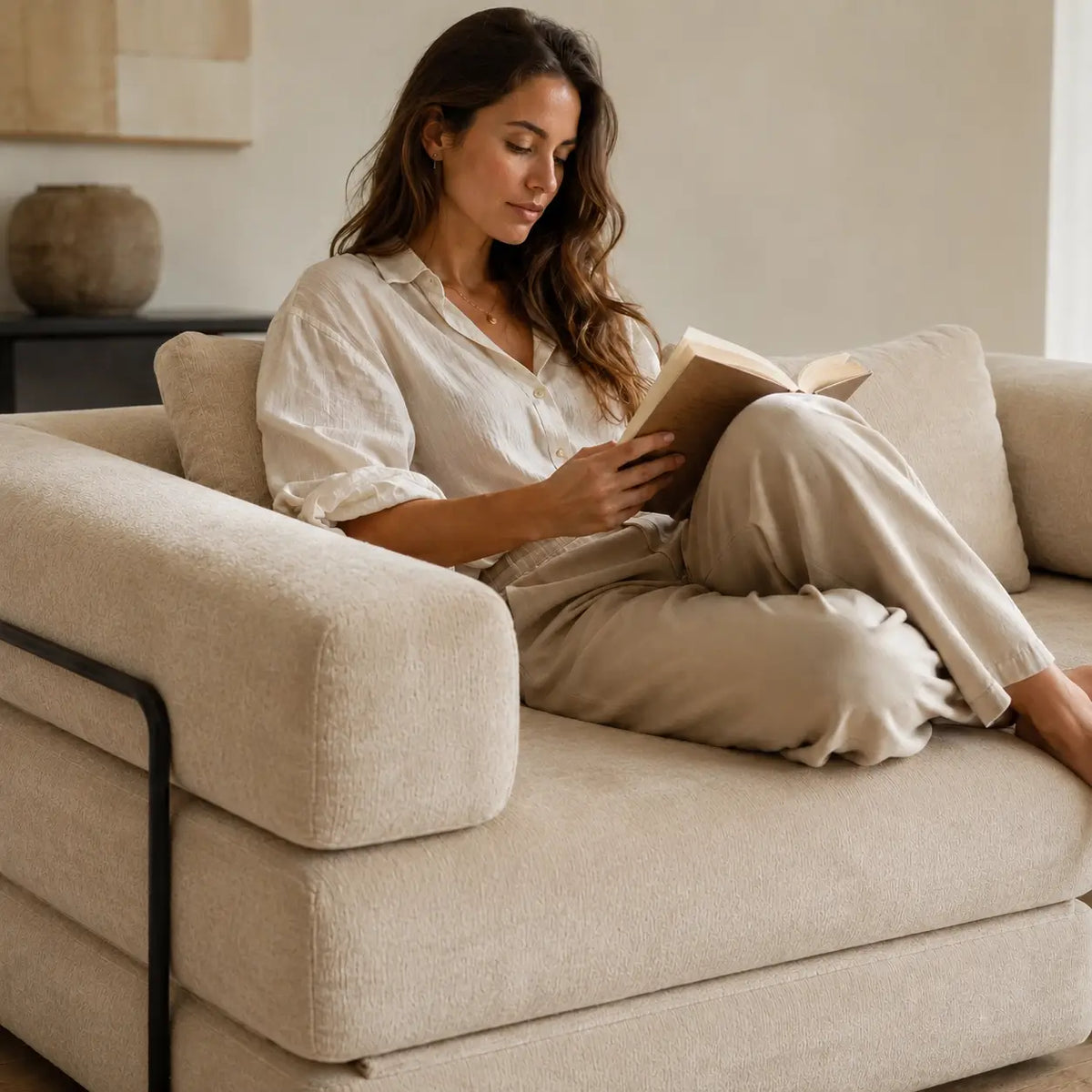 Canapé-lit modulable Kovena Duo Beige Écru