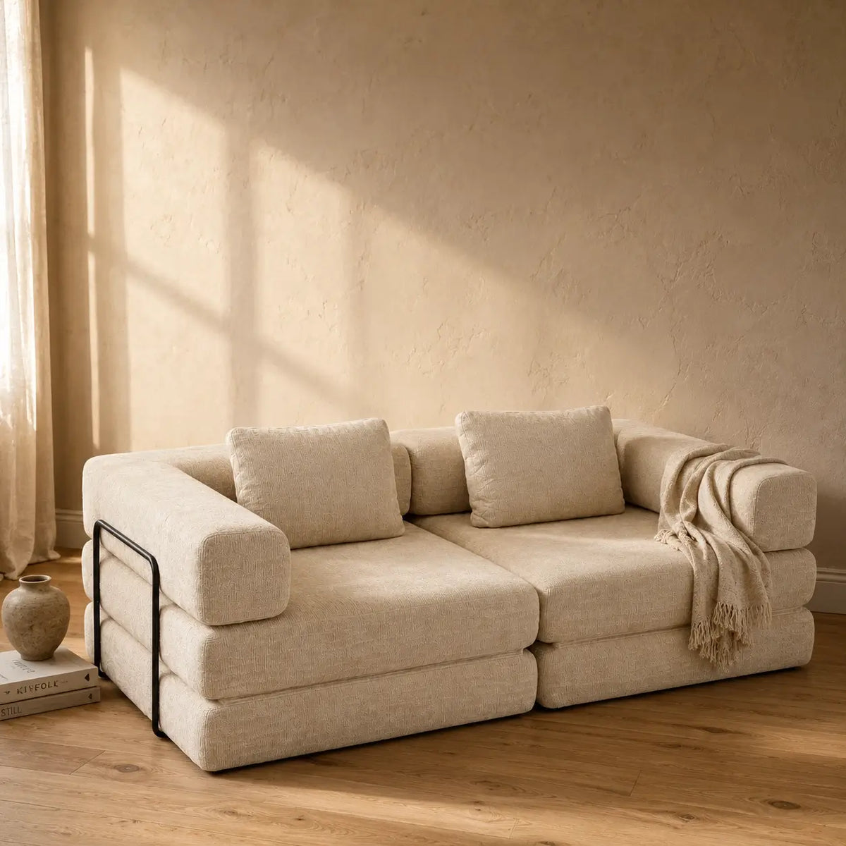 Canapé-lit modulable Kovena Duo Beige Écru
