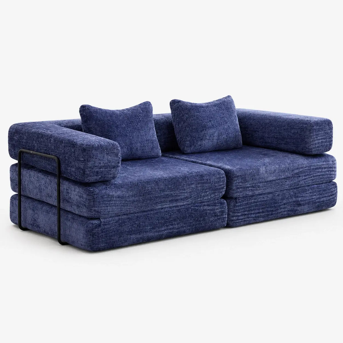 Canapé-lit modulable Kovena Duo bleu marine, vue arrière