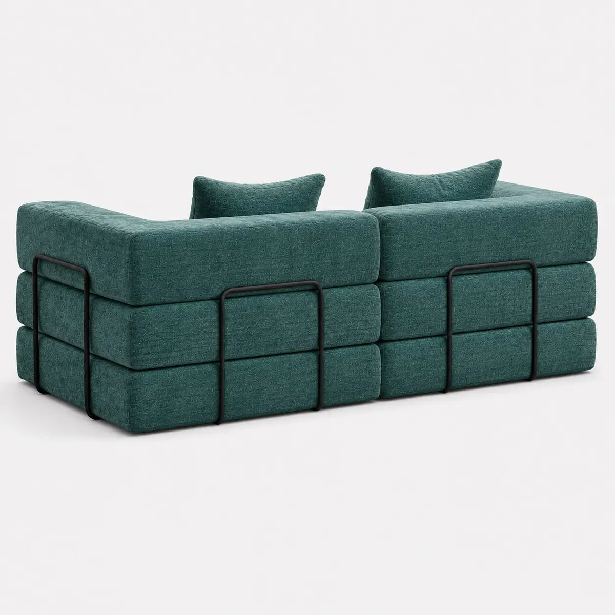 Canapé-lit modulable Kovena Duo vert canard, vue arrière
