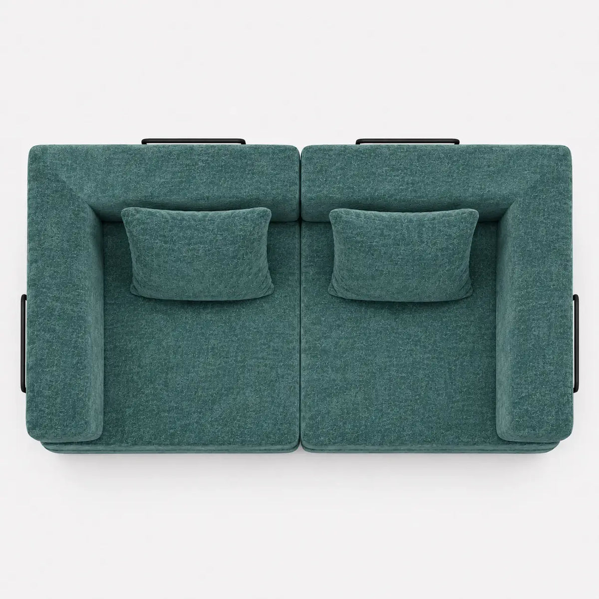 Canapé-lit modulable Kovena Duo vert canard, vue de dessus