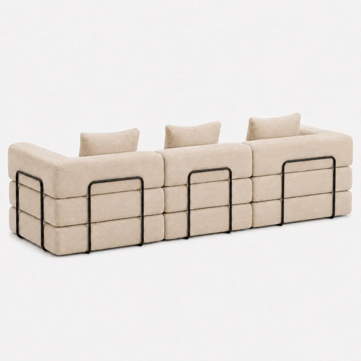 Canapé-lit modulable Kovena Trio beige écru, vue arrière