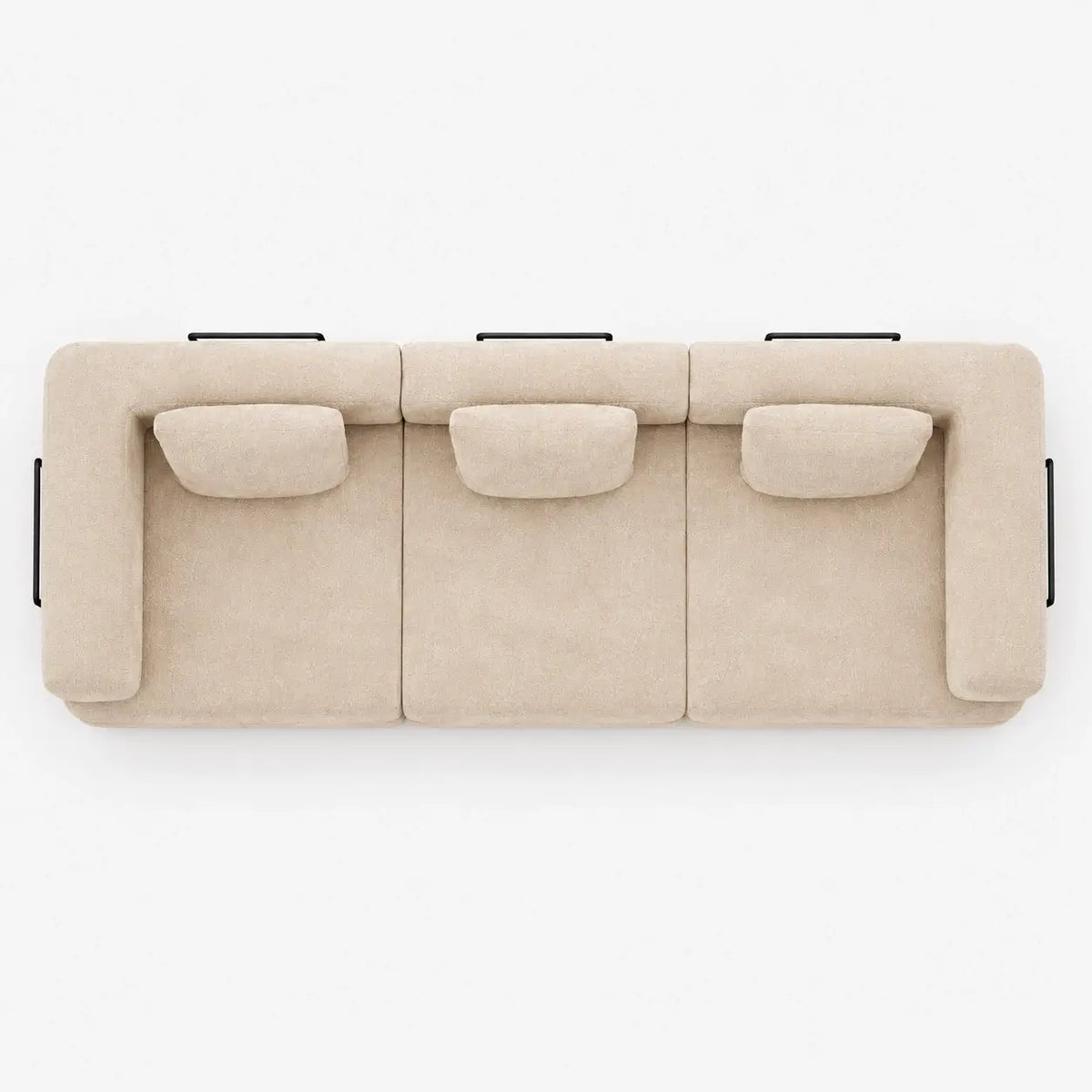 Canapé-lit modulable Kovena Trio beige écru, vue de dessus