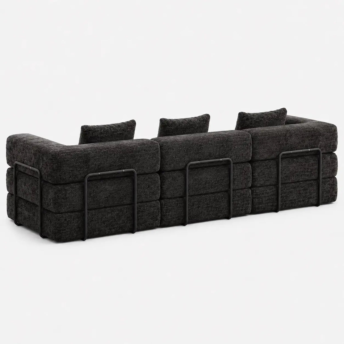 Canapé-lit modulable Kovena Trio gris anthracite, vue arrière