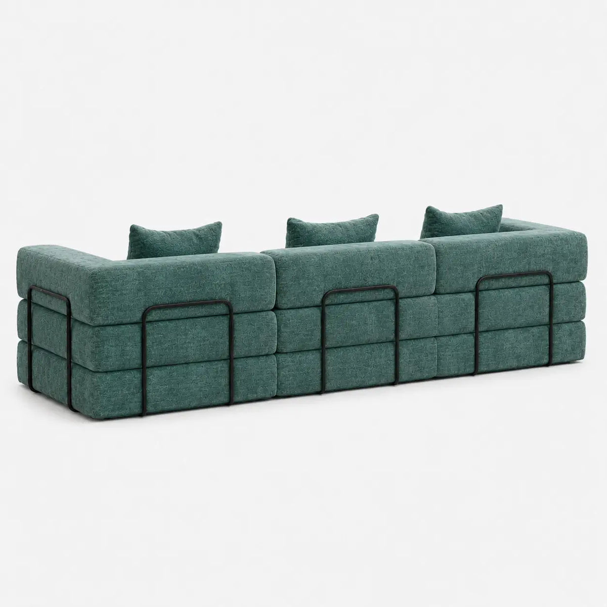 Canapé-lit modulable Kovena Trio vert canard, vue arrière