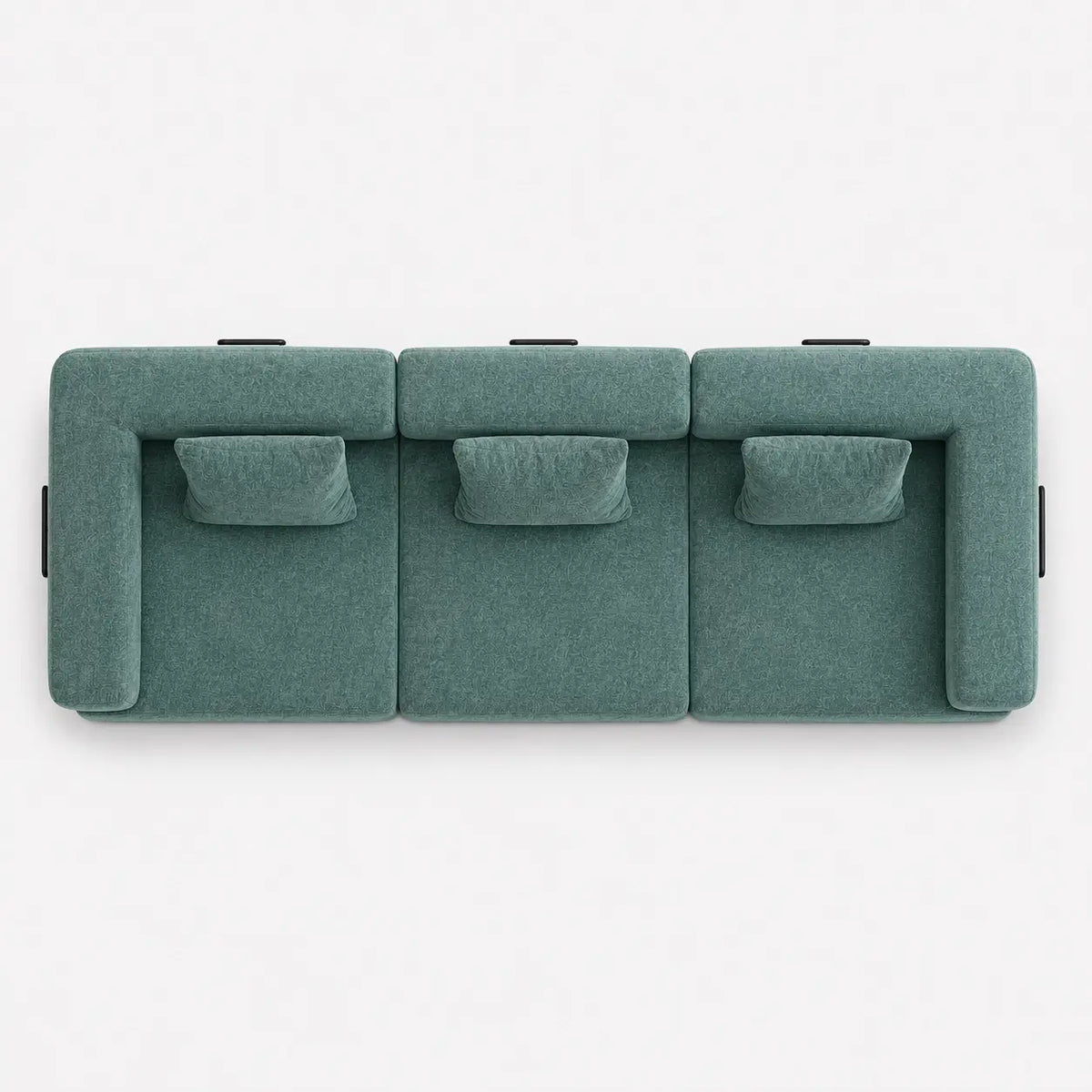 Canapé-lit modulable Kovena Trio vert canard, vue de dessus
