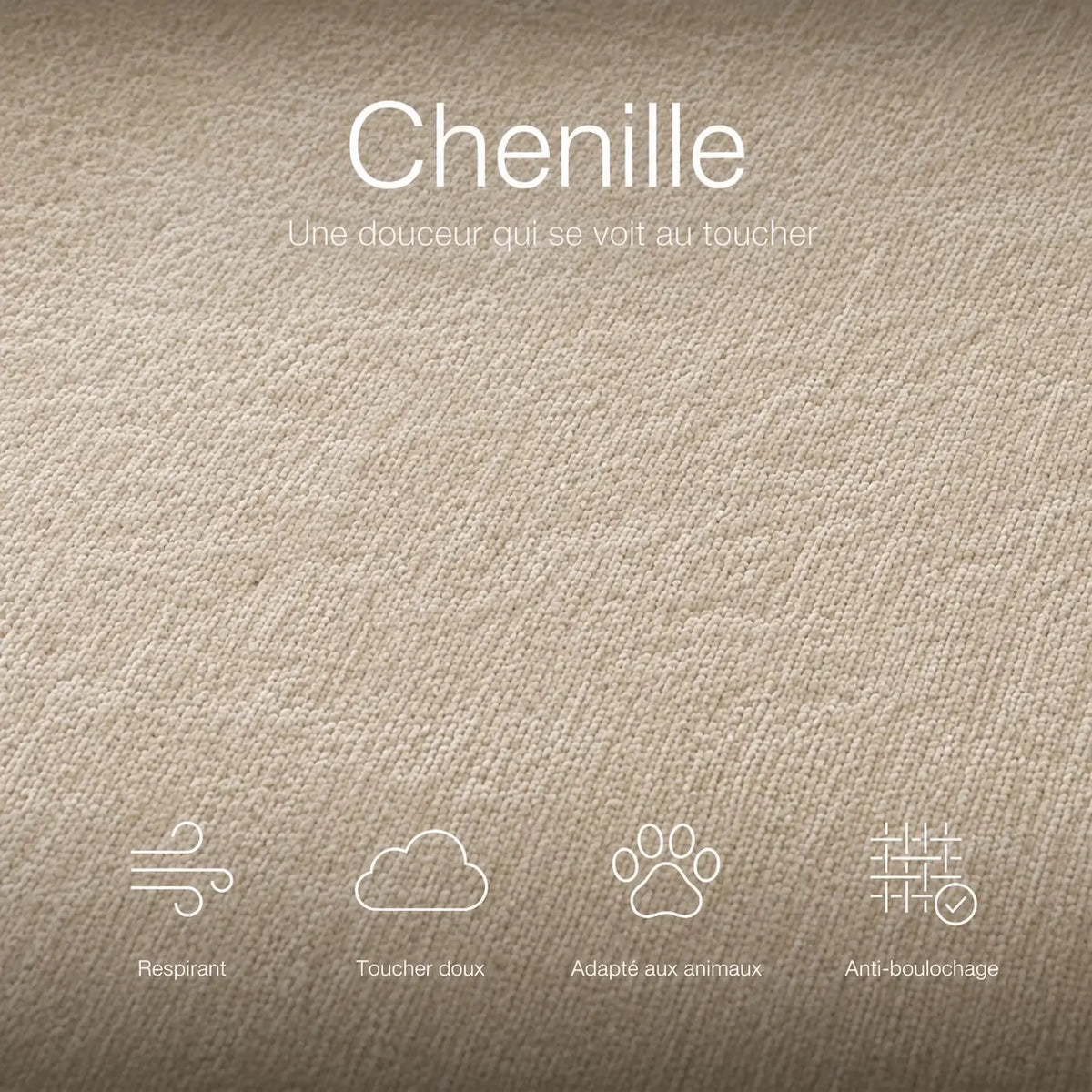 Échantillon de tissu chenille beige écru du canapé-lit Kovena